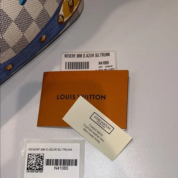 ❤️NWT LOUIS VUITTON NEVERFUL MM DAMIER AZUR SUMMER TRUNK N41065 - Picture 4 of 17